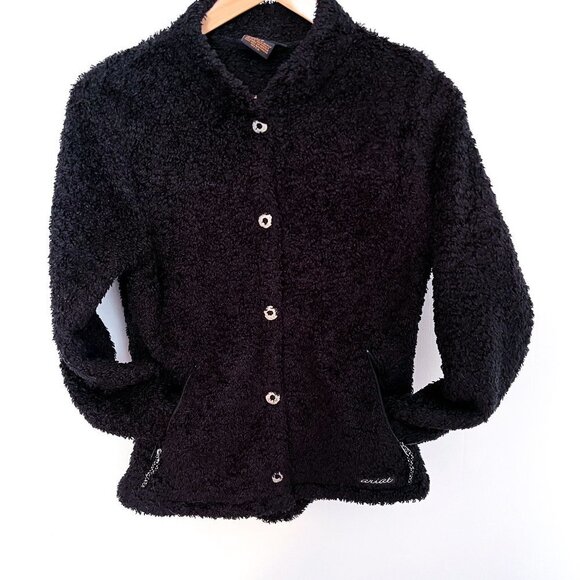 Ariat Fuzzy Black Snap Closure Fleece Jacket Size Small - Picture 1 of 12
